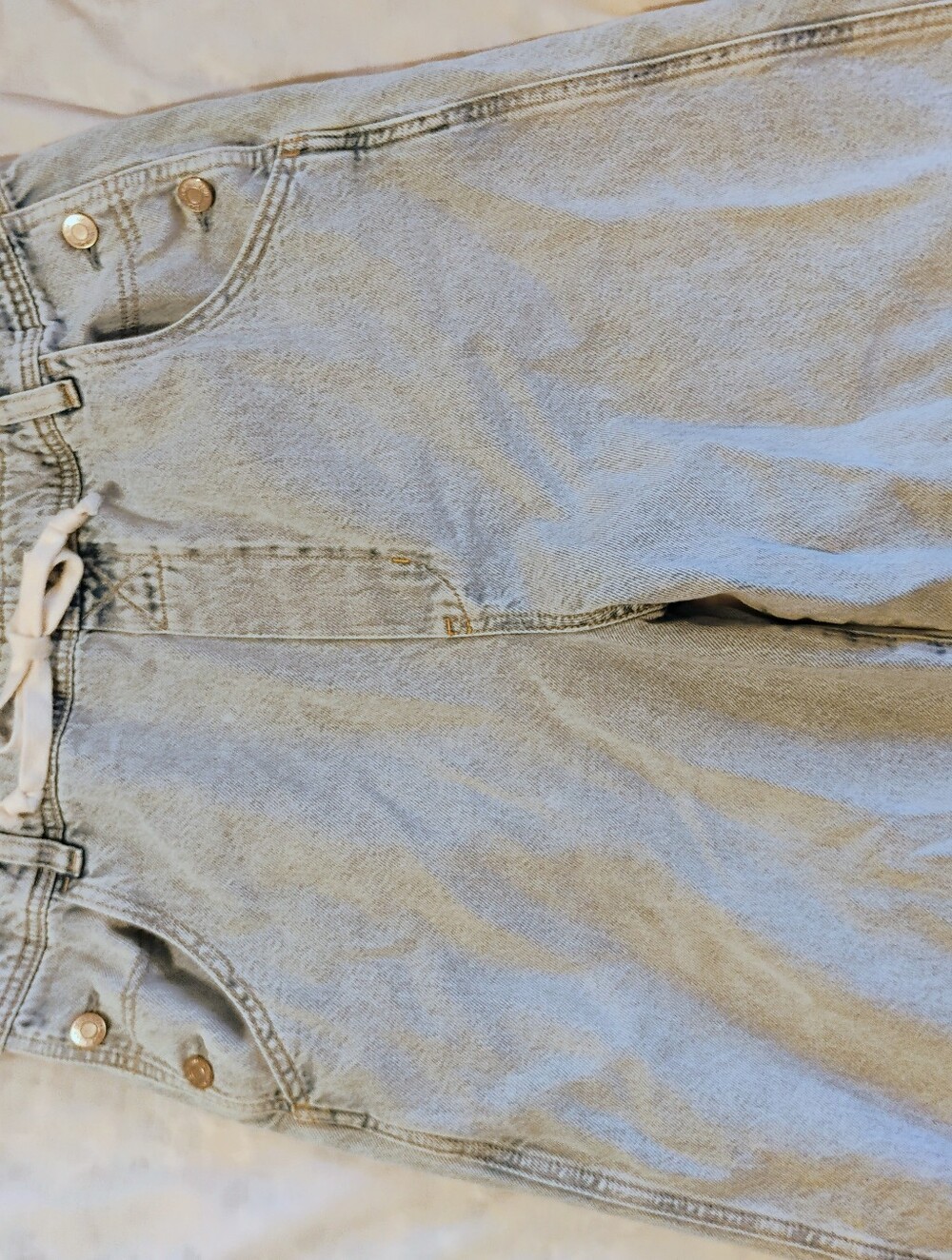 Light Wash Denim Overalls Jumpsuit - Casual Wide-Leg - Picture 10 of 11